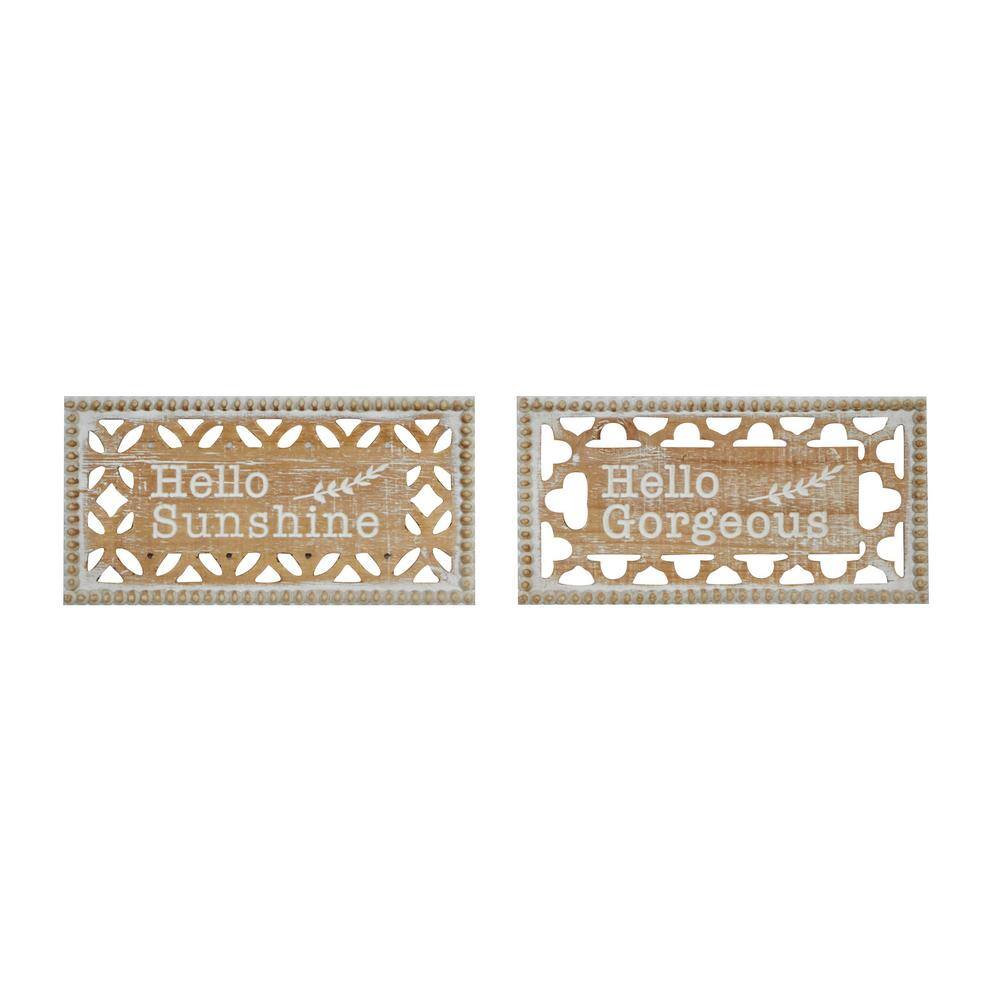Litton Lane Farmhouse MDF White Wall Decor (Set of 2) 61462 The Home