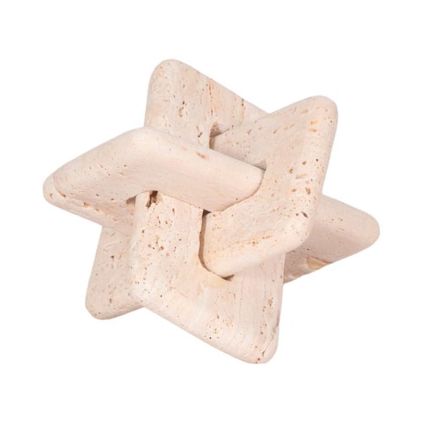 Tan 7 in. x 7 in. Travertine Squared Knot Sculpture