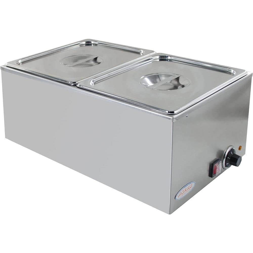 Koolmore 8 qt. Stainless Steel Countertop Food Warmer with Faucet, Soup Station and Buffet Table with Two Serving Sections
