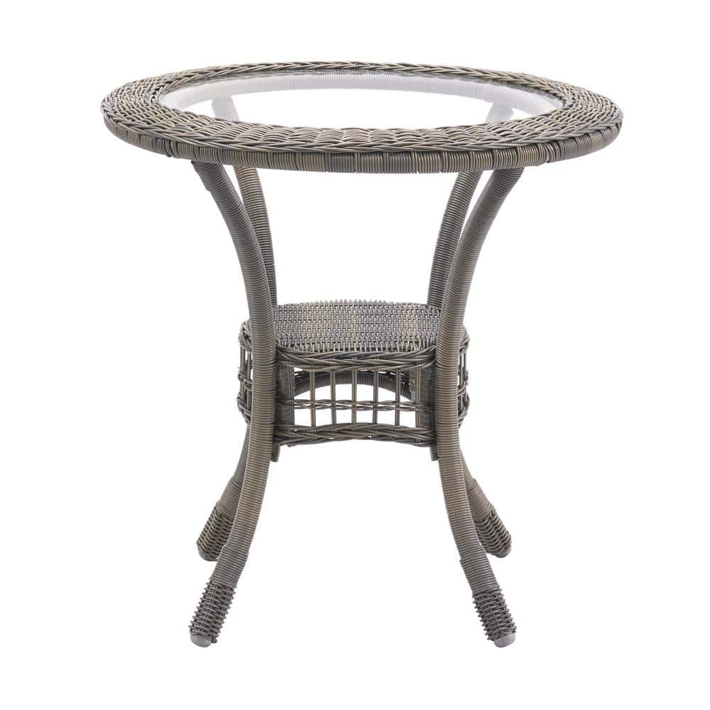 Carolina 29 in. H Round All-Weather Wicker Bistro Dining Table with Glass T