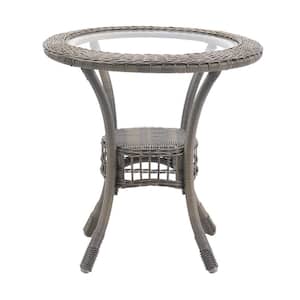 Carolina 29 in. H Round All-Weather Wicker Bistro Dining Table with Glass Top