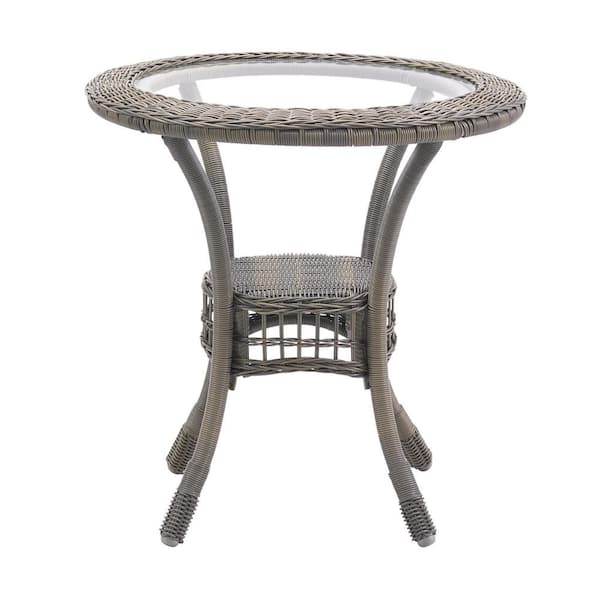 Carolina 30 in. Dia All-Weather Wicker Bistro Dining Table with Glass Top