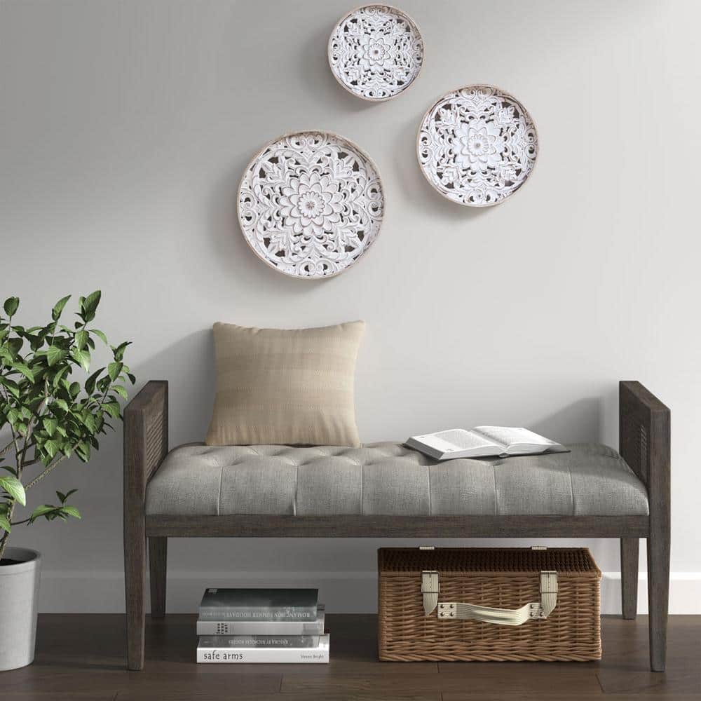 Madison Park Natural and White Fir Wood Medallion Wall Art Set