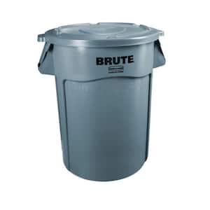Brute 32 Gal. Gray Round Vented Trash Can with Lid (12-Pack)