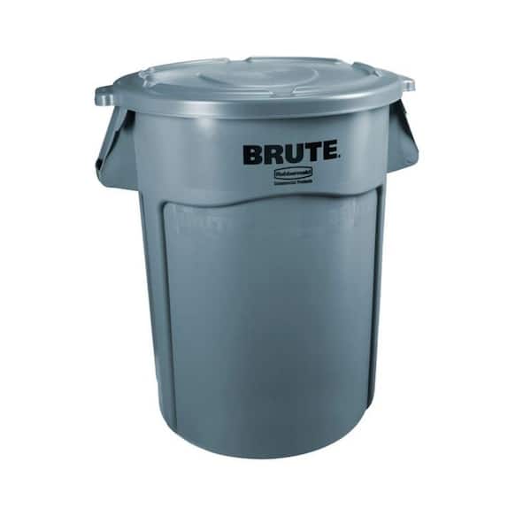Rubbermaid Commercial Products Brute 32 Gal. Gray Round Vented Trash Can  with Lid 2031188 - The Home Depot
