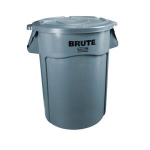 Brute 32 Gal. Gray Round Vented Outdoor Trash Can with Lid (4-Pack)