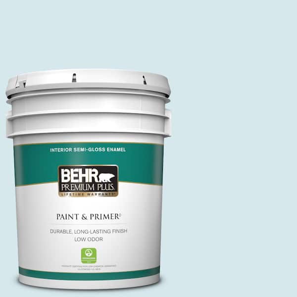 BEHR PREMIUM PLUS 5 gal. #S490-1 Permafrost Semi-Gloss Enamel Low Odor Interior Paint & Primer