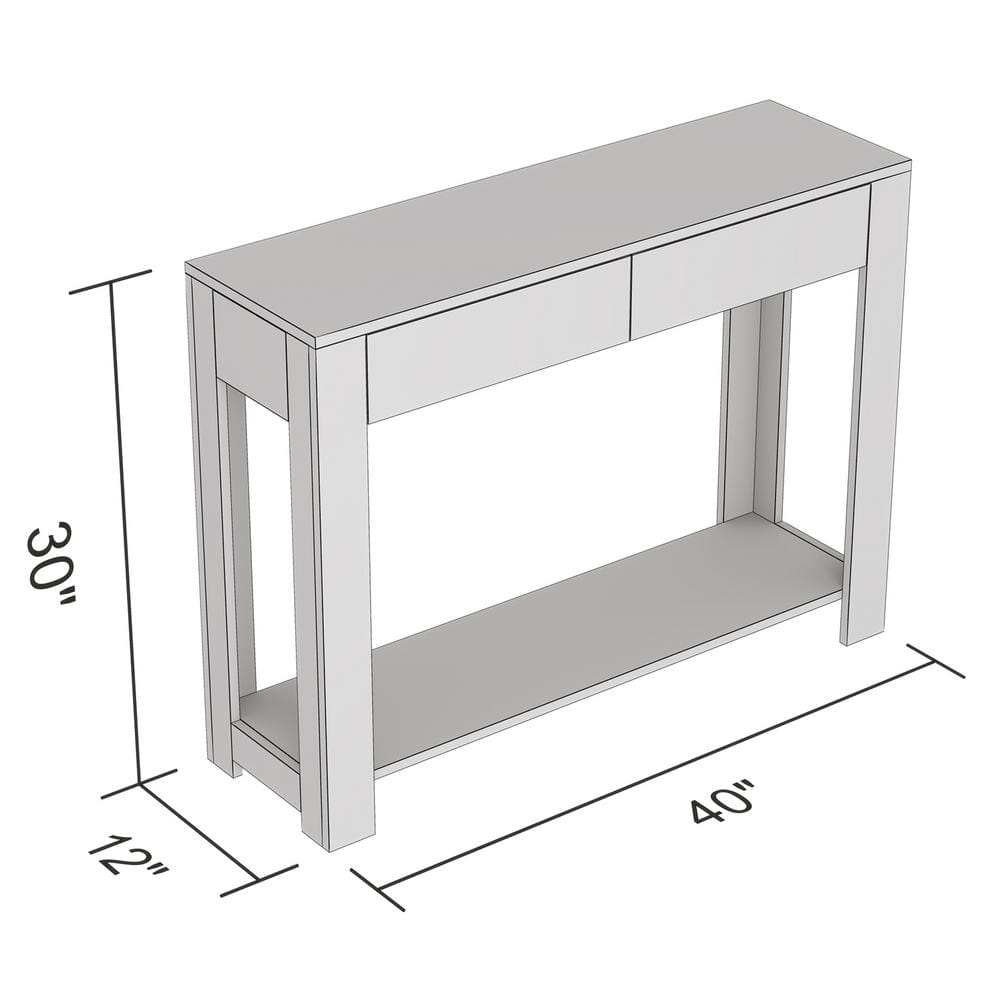 Modern 40"L Dark Grey MDF Console Table with 2 Drawers