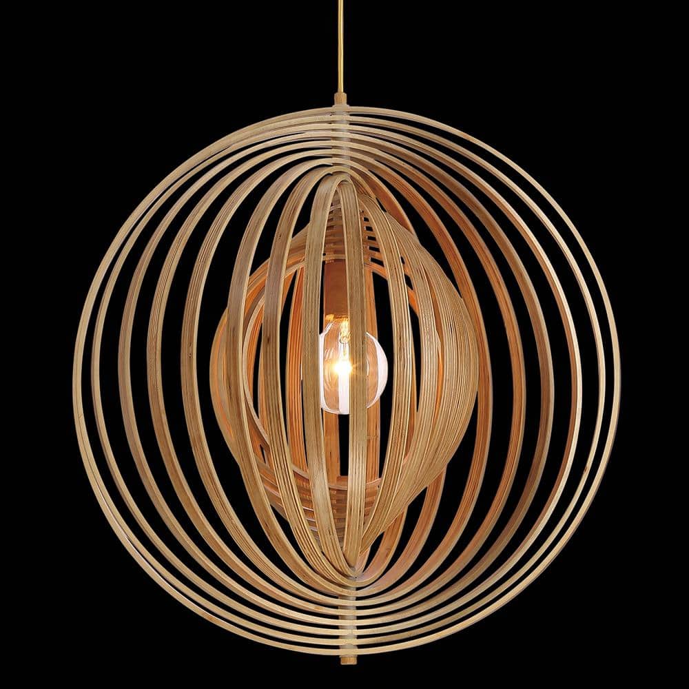 Abruzzo 19" Natural Wood Globe Pendant Light