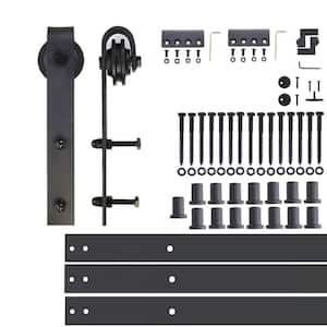20 ft./240 in. Black Rustic Non-Bypass Sliding Barn Door Track and Hardware Kit for Single Door