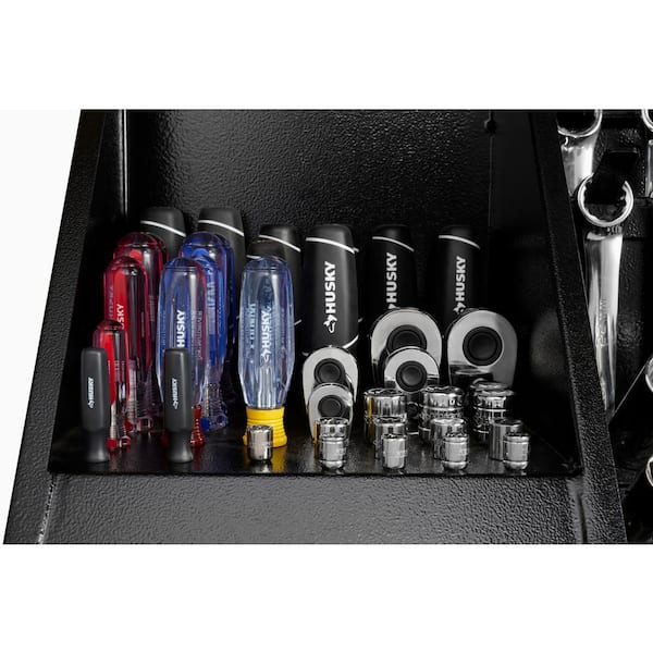 Husky Heavy-Duty 36 in. W x 17 in. D Black Steel Portable Triangle Top Chest for Sockets, Wrenches and Screwdrivers