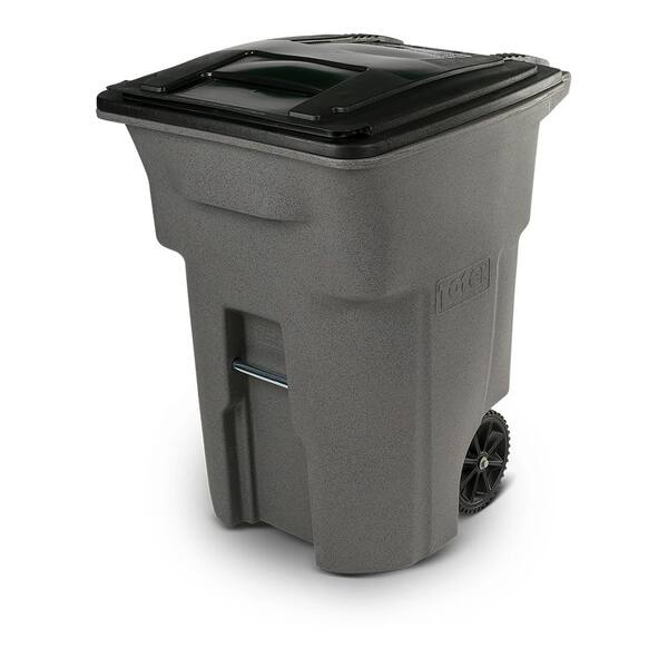 Toter 96 Gal Greystone Trash Can With Wheels And Attached Lid 25596 R1129 The Home Depot
