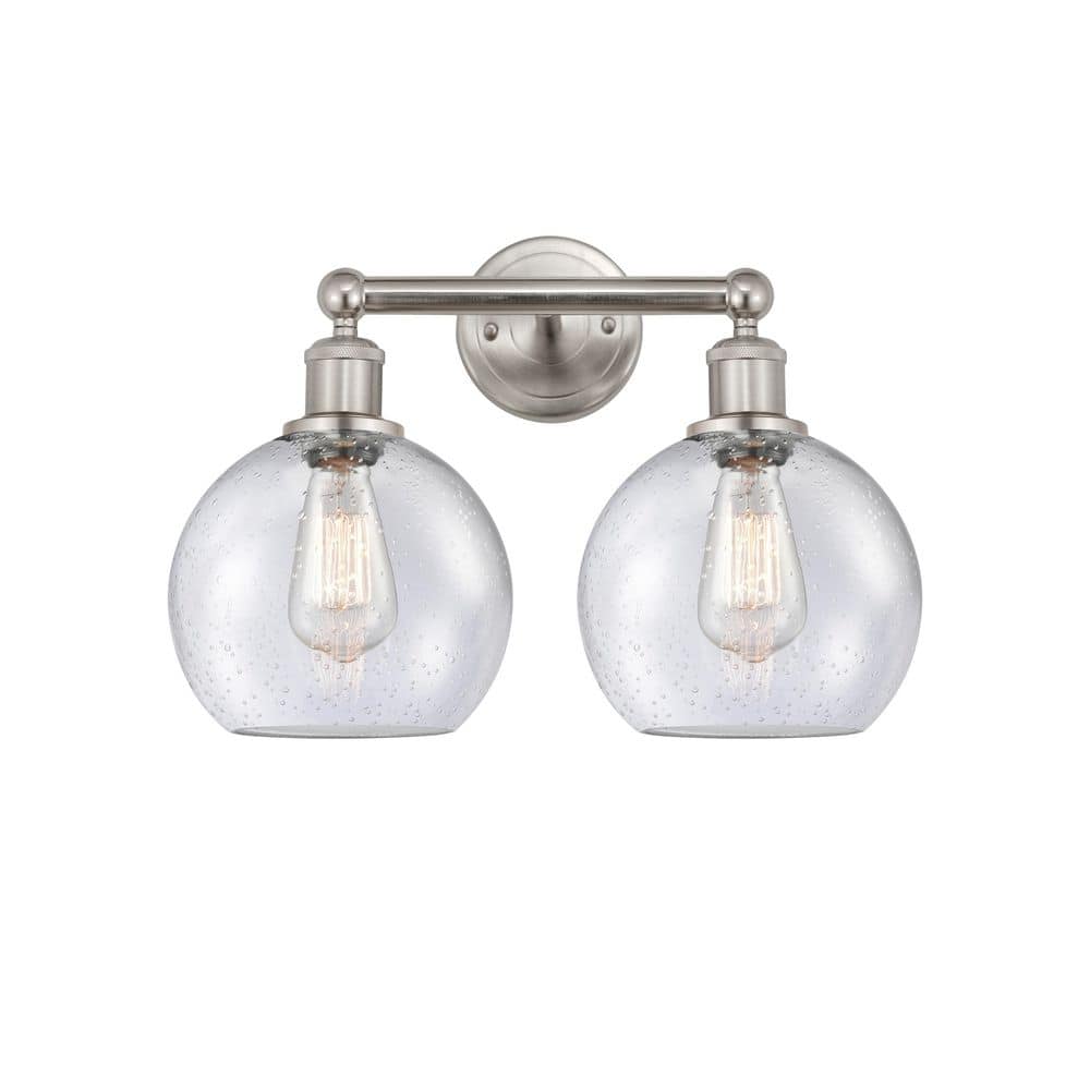 Athens 17 in. 2-Light Satin Nickel Vanity Light with Glass Shade price history on PriceWatchPro