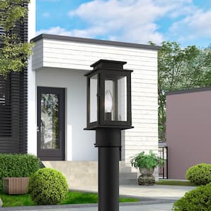 Stickland 10.5 in. 1-Light Black Outdoor Cast Brass Hardwired Outdoor Rust Resistant Post Light with No Bulbs Included