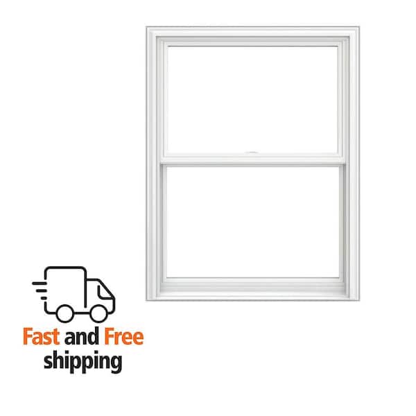V-2500 Series 31.75 in. x 45.5 in. Double Pane Double Hung Vinyl Low-E White Pocket Frame Replacement Window