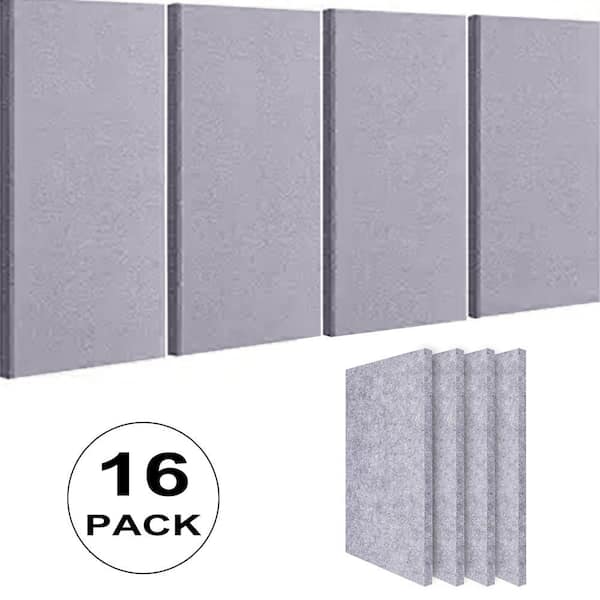0.35 in. x 15.75 in. x 23.62 in. Sound Absorbing Noise Dampening Acoustic Panel Wall Treatment, Gray, (16-pack)