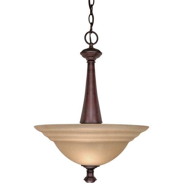 Glomar 2-Light Old Bronze Pendant with Amber Water Glass