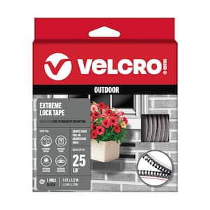 1-Pack 1/2 in. x 5 ft. Outdoor Hook and Hook Extreme Lock Semi-Permanent Fastener Tape, Black