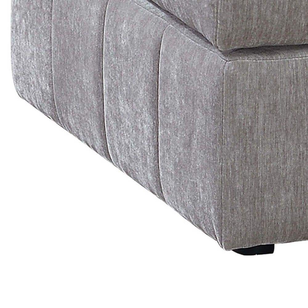 Luna Modular Plush Triple-Layer Cushioned Ottoman, 33" Grey Suede