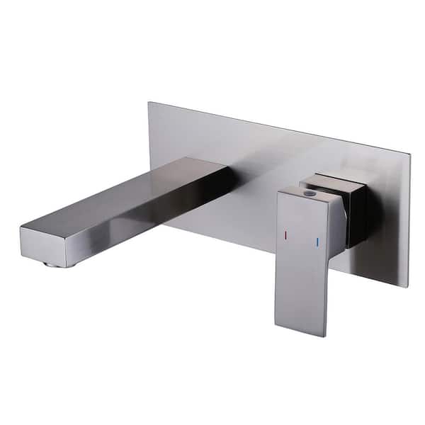 BWE Single-Handle Wall Mount Bathroom Faucet With Deck Plate in Brushed Nickel