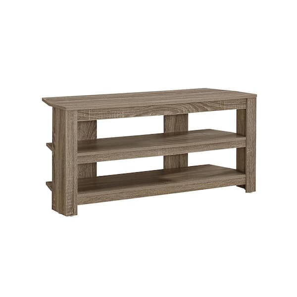 Unbranded 42 in. Dark Taupe Particle Board Corner TV Stand Fits TVs Up to 42 in. with Open Storage