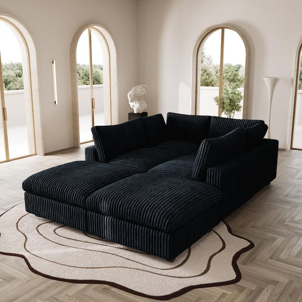 その他 jo J&E Home 157.48 in. Square Arm 6-Piece Rabbit Velvet Plush