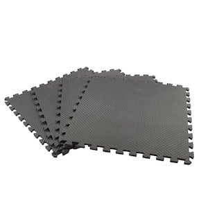 Black/Gray 24 in. x 24 in. x 0.47 in. Foam Dual Sided Gym Floor Tiles (4 Tiles/Pack (16 sq. ft.)