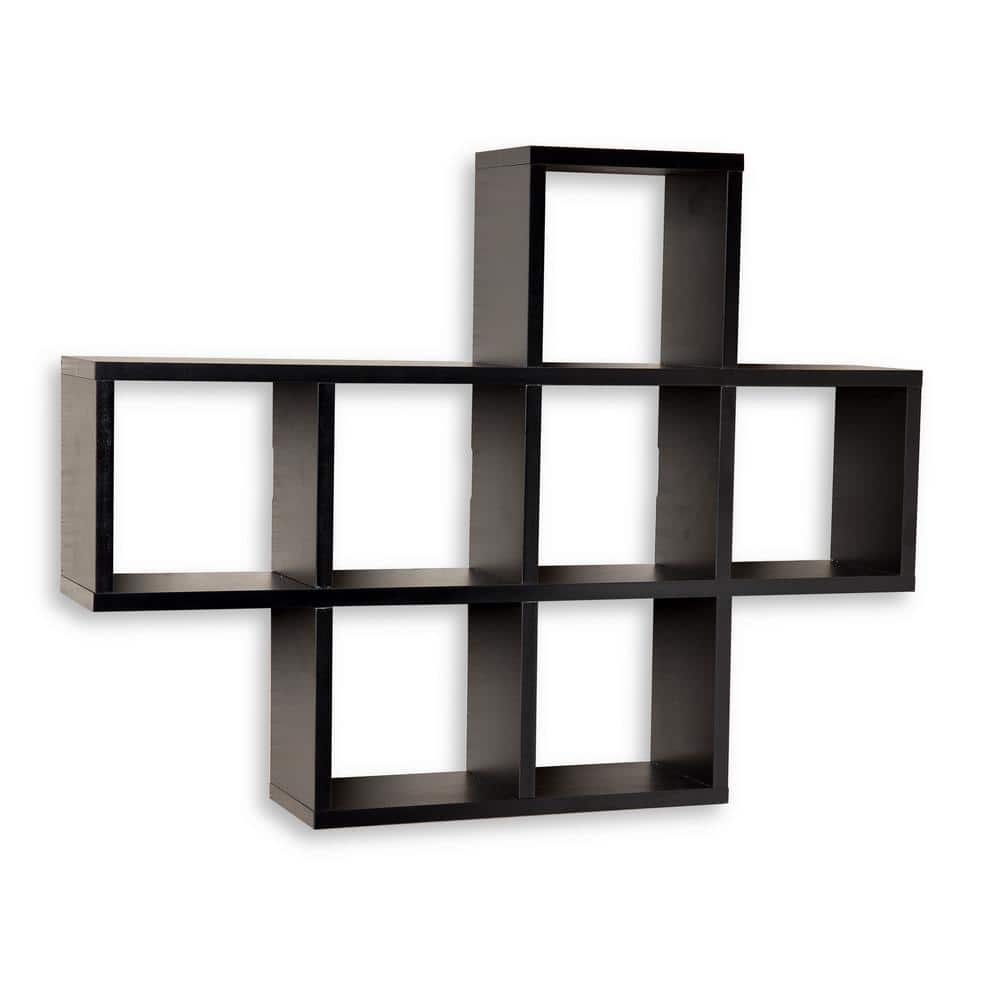 DANYA B 31 in. x 23 in. Black Laminated Cubby Shelf XF11056BK