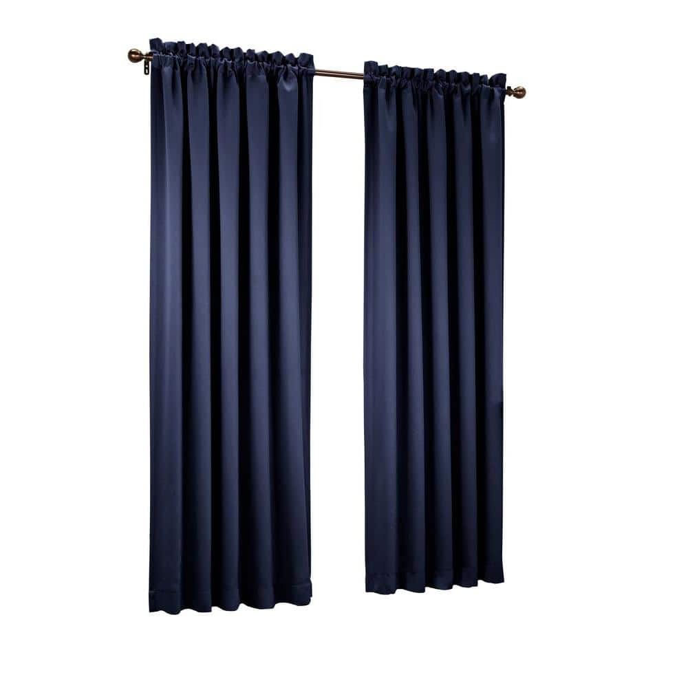 Navy Room Darkening Rod Pocket Curtain Panel, 54" x 63"