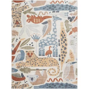 Astra Machine Washable Ivory 9 ft. x 12 ft. Graphic Contemporary Area Rug