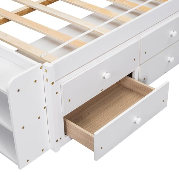 最終値下げ！！Drawer、オフホワイトジレ Harper & Bright Designs White Wood Frame Full Size Platform