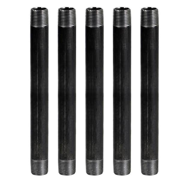 The Plumber's Choice 1-1/4 in x 48 in. Black Steel Pipe (5-Pack)