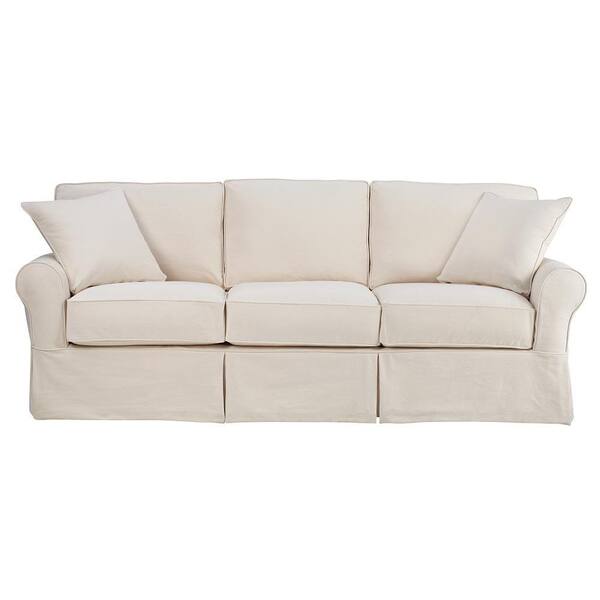 Home Decorators Collection Mayfair 95 in. Classic Natural Twill Fabric Long Sofa
