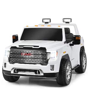 11.5 in. Suitable 3 Plus Kids 12-Volt 2-Seater Licensed GMC Ride on Car White