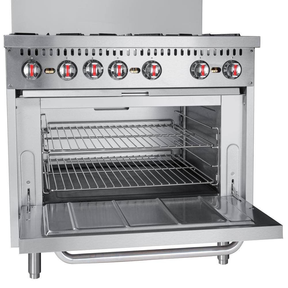 KoolMore 36'' Stainless Steel Commercial Convection Oven with 6 Burners