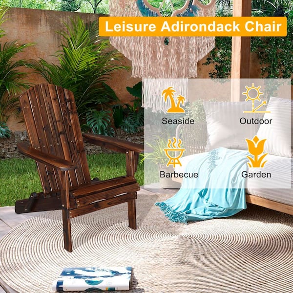 Karl home Patio Solid Wood Dark Brown Folding Adirondack Chair