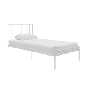 Ares White Metal Frame Twin Size Platform Bed