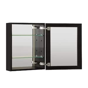 20 in. W x 26 in. H Rectangular Black Aluminum Recessed/Surface Mount Medicine Cabinet with Mirror