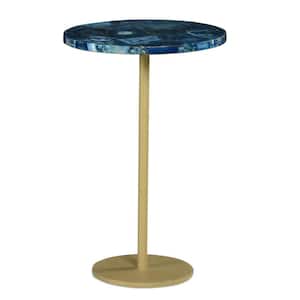 Oceana Blue Agate Stone Top Round End Table
