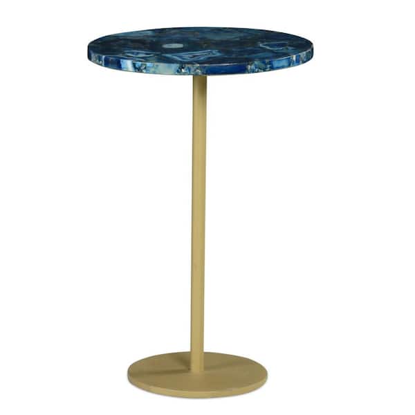Steve Silver Oceana Blue Agate Stone Top Round End Table