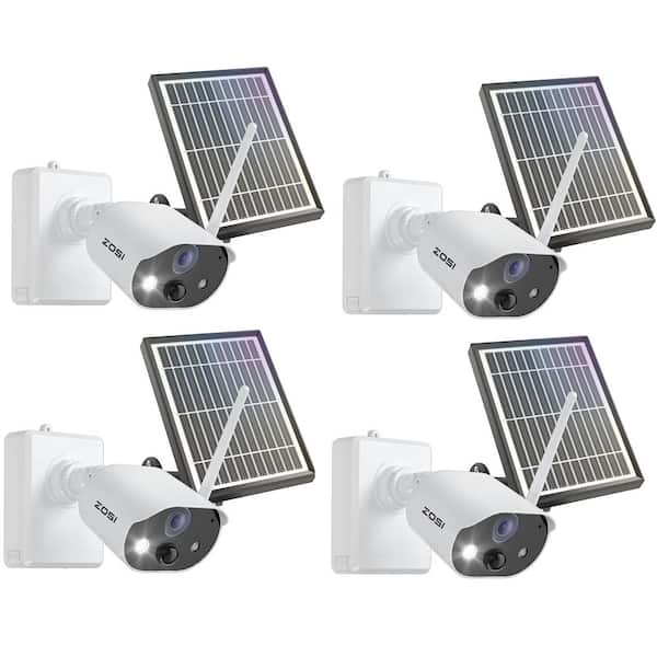 ZOSI Wireless 1080P WIFI Battery Rechargeable Solar Panels Outdoor Security Camera, 2-Way Audio, Smart Light&Sound Alarm