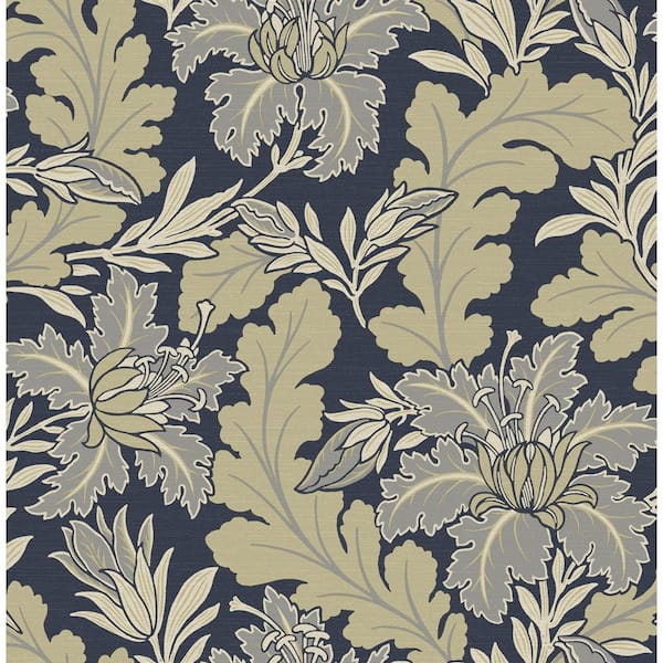 A-Street Prints Butterfield Navy Floral Wallpaper