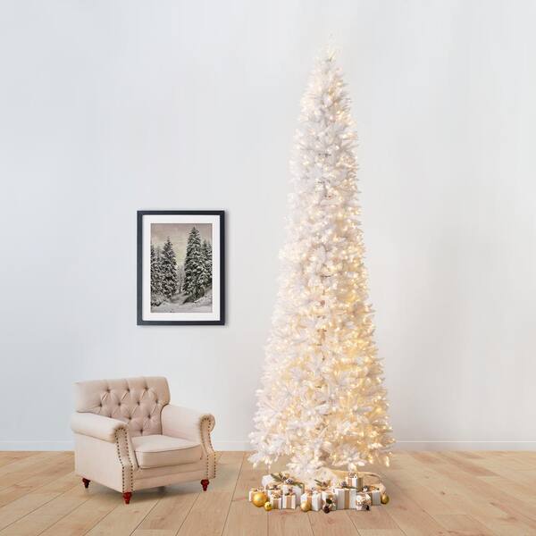 7FT Flocking Spray White Tree 1350 Branch Christmas Tree For Home Holiday  Decor