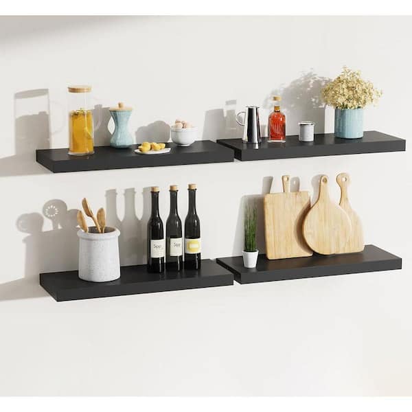 Floating Shelves 15.7 in W x 5.7 in D Black Engineered Wood Wall