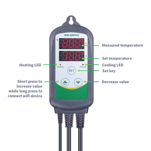 Inkbird Dual Outlet Pre-Wired Humidistat Humidity Controller IHC-200-WIFI US Plug Version / US Warehouse