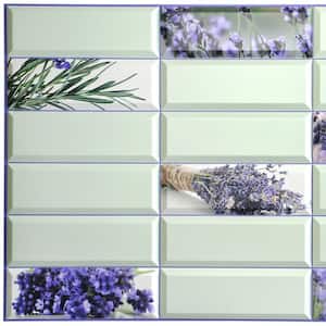 3D Falkirk Retro 1/100 in. x 38 in. x 19 in. Violet Green Faux Lavender Flowers PVC Decorative Wall Paneling (10-Pack)