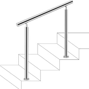 Handrail 39 in. x 34 in. Silver Stainless Steel Stair Railing Kit 551 lbs. Load Handrail Outdoor Stair Railing