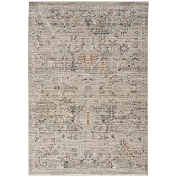Nourison Nyle Ivory Taupe 5 ft. x 8 ft. All-Over Design Transitional Area Rug