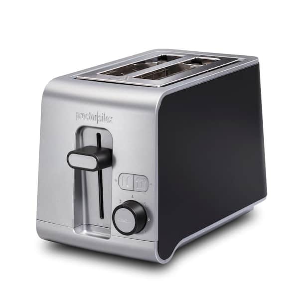 Proctor Silex 850-Watt 2-Slice Black and Stainless Toaster with Sure Toast Technology