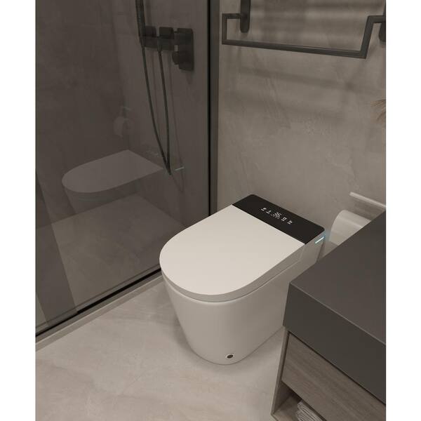 YSQCAR Elongated 1.28 GPF Bidet Smart Toilet in White, Auto